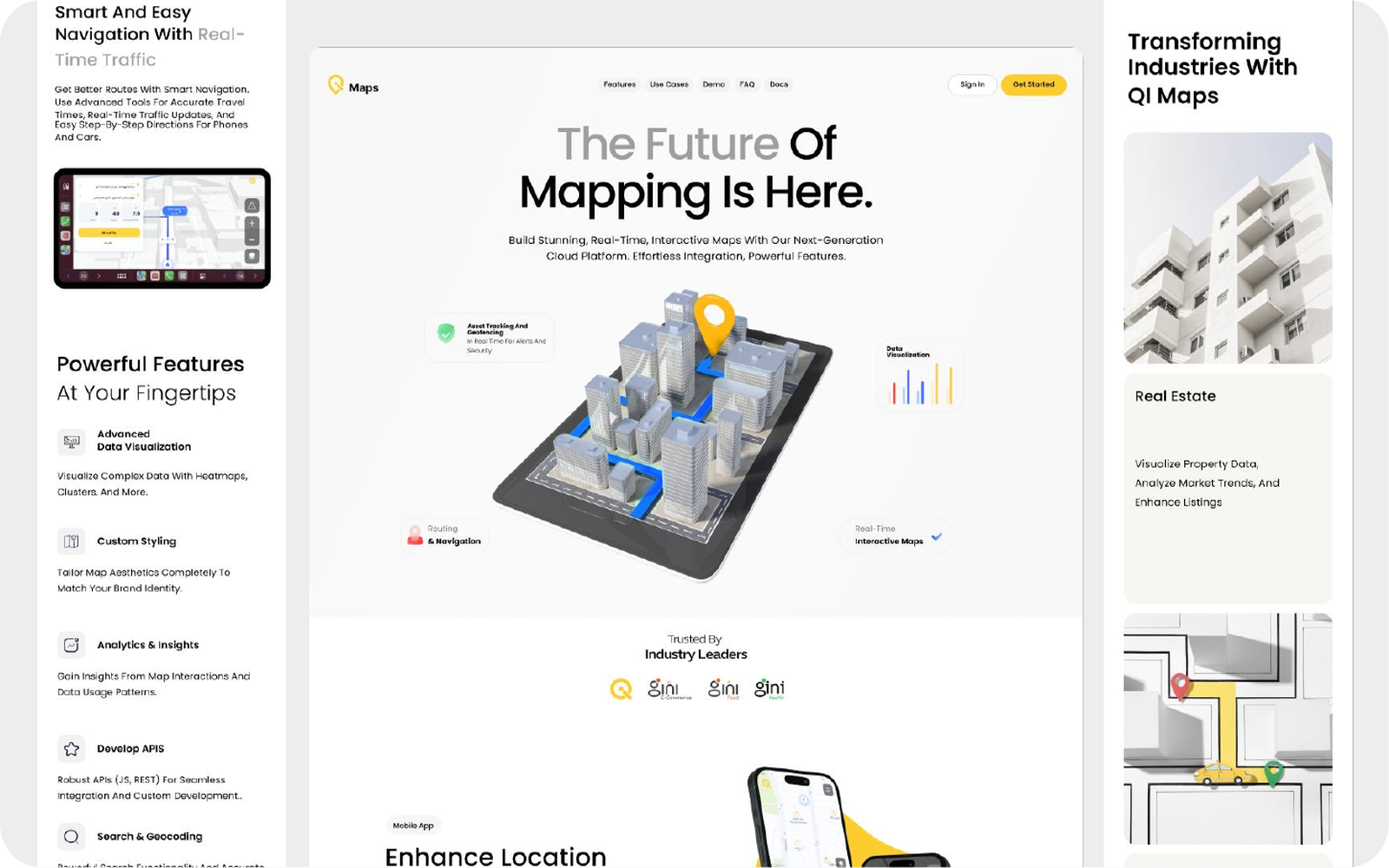 Qi Maps website design